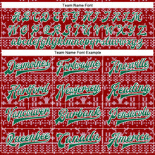 Загрузить изображение в средство просмотра галереи, Custom Red Kelly Green-White Christmas 3D Bomber Full-Snap Varsity Letterman Jacket