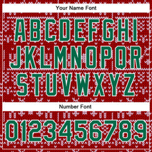 Загрузить изображение в средство просмотра галереи, Custom Red Kelly Green-White Christmas 3D Bomber Full-Snap Varsity Letterman Jacket