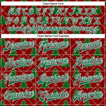 Загрузить изображение в средство просмотра галереи, Custom Red Kelly Green-White Christmas 3D Bomber Full-Snap Varsity Letterman Jacket