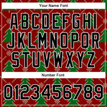 Laden Sie das Bild in den Galerie-Viewer, Custom Red Black-Kelly Green Christmas 3D Bomber Full-Snap Varsity Letterman Jacket