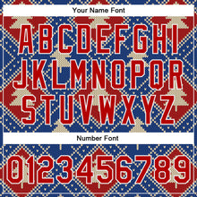 Laden Sie das Bild in den Galerie-Viewer, Custom Royal Red-White Christmas 3D Bomber Full-Snap Varsity Letterman Jacket