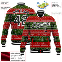 Laden Sie das Bild in den Galerie-Viewer, Custom Red Black-Green Christmas 3D Bomber Full-Snap Varsity Letterman Jacket