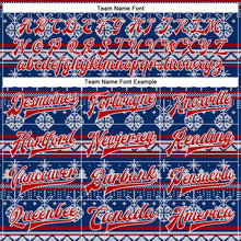Laden Sie das Bild in den Galerie-Viewer, Custom Royal Red-White Christmas 3D Bomber Full-Snap Varsity Letterman Jacket
