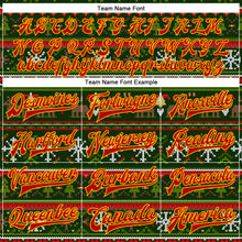 Laden Sie das Bild in den Galerie-Viewer, Custom Green Red-Gold Christmas 3D Bomber Full-Snap Varsity Letterman Jacket