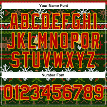 Laden Sie das Bild in den Galerie-Viewer, Custom Green Red-Gold Christmas 3D Bomber Full-Snap Varsity Letterman Jacket