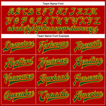 Laden Sie das Bild in den Galerie-Viewer, Custom Red Green-Gold Christmas 3D Bomber Full-Snap Varsity Letterman Jacket