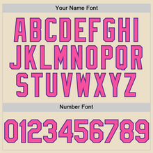 Load image into Gallery viewer, Custom Cream Pink Purple-Black Bomber Full-Snap Varsity Letterman Hoodie Jacket