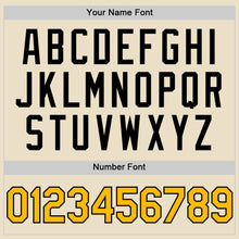 Load image into Gallery viewer, Custom Cream Gold-Black Bomber Full-Snap Varsity Letterman Hoodie Jacket