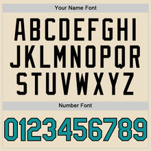 Load image into Gallery viewer, Custom Cream Teal-Black Bomber Full-Snap Varsity Letterman Hoodie Jacket