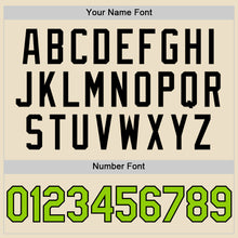 Load image into Gallery viewer, Custom Cream Neon Green-Black Bomber Full-Snap Varsity Letterman Hoodie Jacket