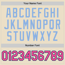 Load image into Gallery viewer, Custom Cream Pink Black-Light Blue Bomber Full-Snap Varsity Letterman Hoodie Jacket