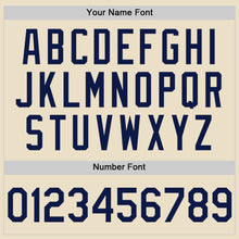 Load image into Gallery viewer, Custom Cream Navy-White Bomber Full-Snap Varsity Letterman Hoodie Jacket