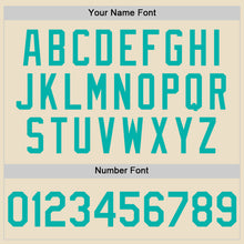 Load image into Gallery viewer, Custom Cream Aqua-White Bomber Full-Snap Varsity Letterman Hoodie Jacket