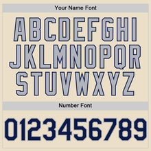 Load image into Gallery viewer, Custom Cream Navy Gray-White Bomber Full-Snap Varsity Letterman Hoodie Jacket