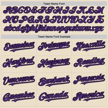 Load image into Gallery viewer, Custom Cream Purple Black-White Bomber Full-Snap Varsity Letterman Hoodie Jacket
