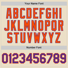 Load image into Gallery viewer, Custom Cream Purple Orange-White Bomber Full-Snap Varsity Letterman Hoodie Jacket