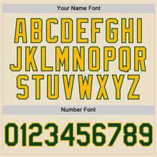 Charger l'image dans la galerie, Custom Cream Green-Gold Bomber Full-Snap Varsity Letterman Two Tone Hoodie Jacket