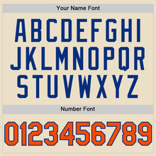 Charger l'image dans la galerie, Custom Cream Orange Royal-White Bomber Full-Snap Varsity Letterman Two Tone Hoodie Jacket