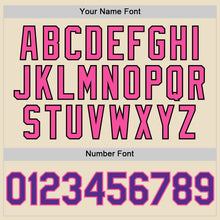 Charger l'image dans la galerie, Custom Cream Purple Pink-Black Bomber Full-Snap Varsity Letterman Two Tone Hoodie Jacket