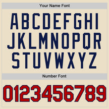 Charger l'image dans la galerie, Custom Cream Red Navy-White Bomber Full-Snap Varsity Letterman Two Tone Hoodie Jacket