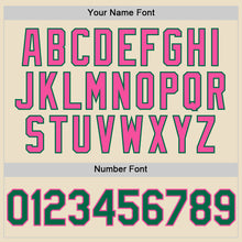 Charger l'image dans la galerie, Custom Cream Kelly Green-Pink Bomber Full-Snap Varsity Letterman Two Tone Hoodie Jacket