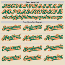 Charger l'image dans la galerie, Custom Cream Kelly Green Orange-White Bomber Full-Snap Varsity Letterman Two Tone Hoodie Jacket