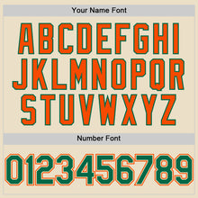 Charger l'image dans la galerie, Custom Cream Kelly Green Orange-White Bomber Full-Snap Varsity Letterman Two Tone Hoodie Jacket