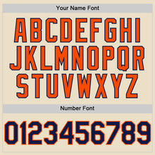 Charger l'image dans la galerie, Custom Cream Navy-Orange Bomber Full-Snap Varsity Letterman Two Tone Hoodie Jacket