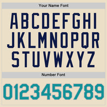 Charger l'image dans la galerie, Custom Cream Teal Navy-Gray Bomber Full-Snap Varsity Letterman Two Tone Hoodie Jacket