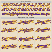 Load image into Gallery viewer, Custom Cream Purple Gold-White Bomber Full-Snap Varsity Letterman Two Tone Hoodie Jacket