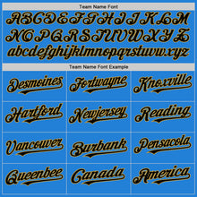 Laden Sie das Bild in den Galerie-Viewer, Custom Powder Blue Black-Old Gold Bomber Full-Snap Varsity Letterman Hoodie Jacket