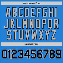 Load image into Gallery viewer, Custom Powder Blue Black-Gray Bomber Full-Snap Varsity Letterman Hoodie Jacket