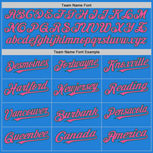 Charger l'image dans la galerie, Custom Powder Blue Pink-Kelly Green Bomber Full-Snap Varsity Letterman Hoodie Jacket