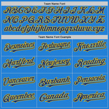 Charger l'image dans la galerie, Custom Powder Blue Royal-Yellow Bomber Full-Snap Varsity Letterman Hoodie Jacket