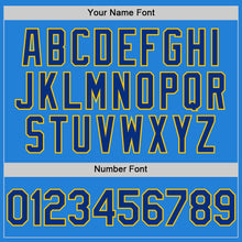 Charger l'image dans la galerie, Custom Powder Blue Royal-Yellow Bomber Full-Snap Varsity Letterman Hoodie Jacket