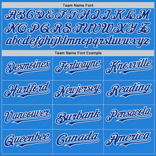 Charger l'image dans la galerie, Custom Powder Blue Royal-White Bomber Full-Snap Varsity Letterman Hoodie Jacket