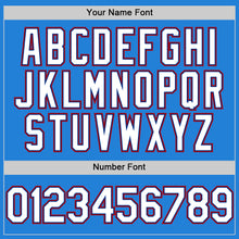 Laden Sie das Bild in den Galerie-Viewer, Custom Powder Blue Royal-Red Bomber Full-Snap Varsity Letterman Hoodie Jacket