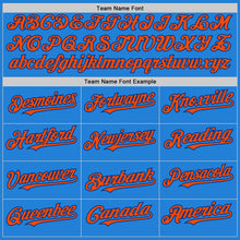 Load image into Gallery viewer, Custom Powder Blue Orange-Royal Bomber Full-Snap Varsity Letterman Hoodie Jacket