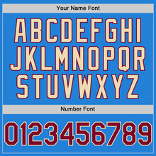 Charger l'image dans la galerie, Custom Powder Blue Maroon-Cream Bomber Full-Snap Varsity Letterman Hoodie Jacket