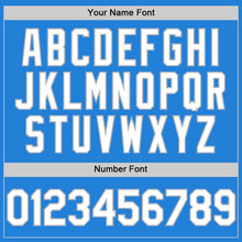 Charger l'image dans la galerie, Custom Powder Blue White-Gray Bomber Full-Snap Varsity Letterman Hoodie Jacket