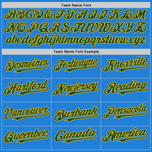 Laden Sie das Bild in den Galerie-Viewer, Custom Powder Blue Green-Gold Bomber Full-Snap Varsity Letterman Two Tone Hoodie Jacket