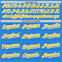 Load image into Gallery viewer, Custom Powder Blue Gold-White Bomber Full-Snap Varsity Letterman Two Tone Hoodie Jacket