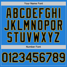 Load image into Gallery viewer, Custom Powder Blue Black Cream-Gold Bomber Full-Snap Varsity Letterman Two Tone Hoodie Jacket