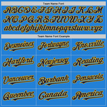 Load image into Gallery viewer, Custom Powder Blue Navy Cream-Gold Bomber Full-Snap Varsity Letterman Two Tone Hoodie Jacket