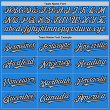 Load image into Gallery viewer, Custom Powder Blue Gray-Black Bomber Full-Snap Varsity Letterman Two Tone Hoodie Jacket