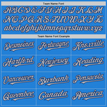 Charger l'image dans la galerie, Custom Powder Blue Gray-Navy Bomber Full-Snap Varsity Letterman Two Tone Hoodie Jacket