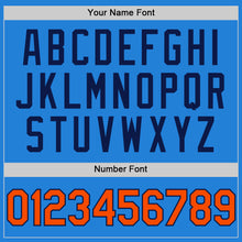 Load image into Gallery viewer, Custom Powder Blue Orange-Navy Bomber Full-Snap Varsity Letterman Two Tone Hoodie Jacket