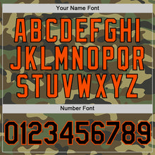 Load image into Gallery viewer, Custom Camo Black-Orange Bomber Full-Snap Varsity Letterman Salute To Service Hoodie Jacket