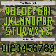 Charger l'image dans la galerie, Custom Camo Black-Neon Green Bomber Full-Snap Varsity Letterman Salute To Service Hoodie Jacket