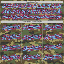 Загрузить изображение в средство просмотра галереи, Custom Camo Pink Black-Light Blue Bomber Full-Snap Varsity Letterman Salute To Service Hoodie Jacket